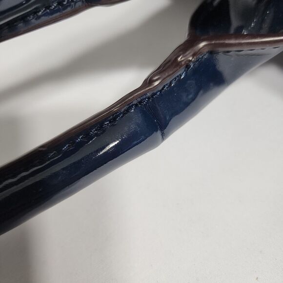 Tory Burch Ella Nylon Tote Navy Blue Patent Trim Logo Large Shoulder Bag Purse - Picture 16 of 16